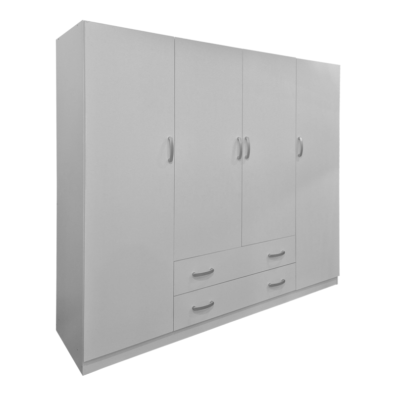 Four-leaf wardrobe with 2 drawers Alvia pakoworld white 200x51x180cm