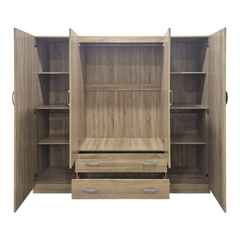 Four-leaf wardrobe with 2 drawers Alvia pakoworld sonoma 200x51x180cm