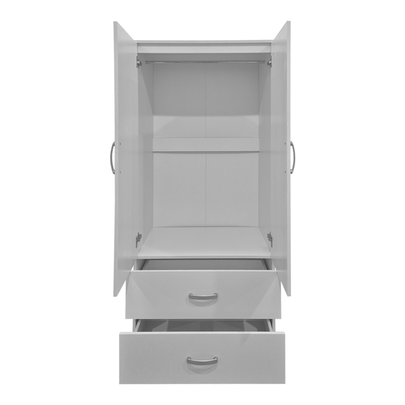 Double-leaf wardrobe with 2 drawers Alvia pakoworld white 80x51.5x180cm
