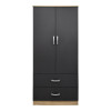 Double-leaf wardrobe with 2 drawers Alvia pakoworld sonoma-anthracite 80x51.5x180cm