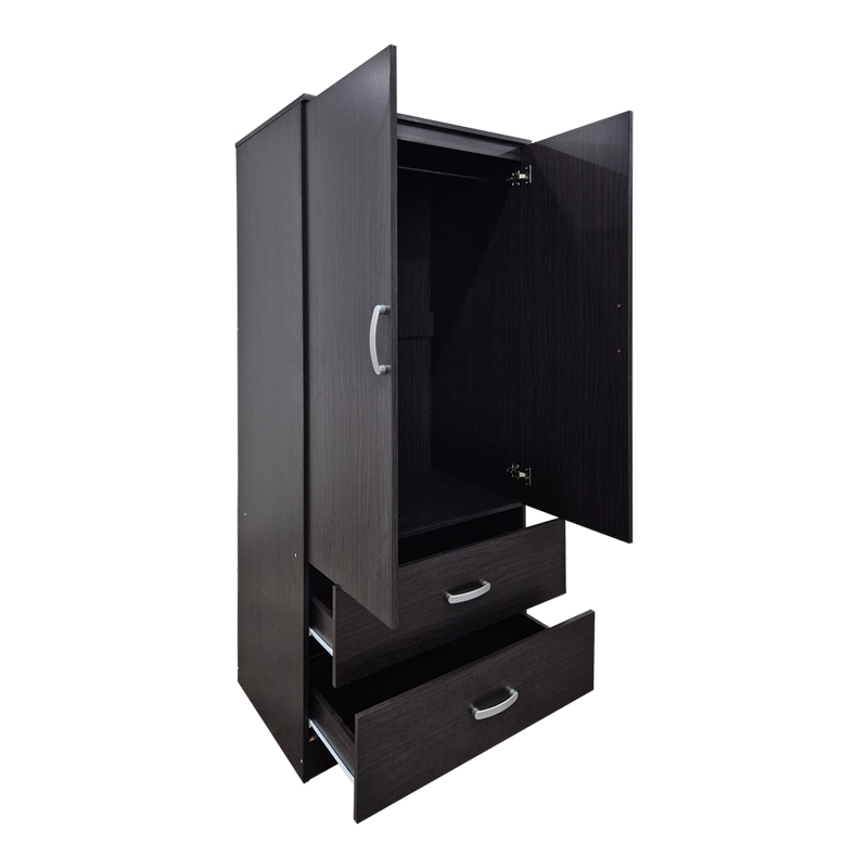 Double-leaf wardrobe with 2 drawers Alvia pakoworld wenge 80x51.5x180cm