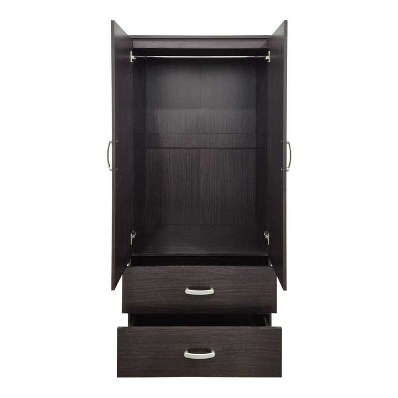 Double-leaf wardrobe with 2 drawers Alvia pakoworld wenge 80x51.5x180cm