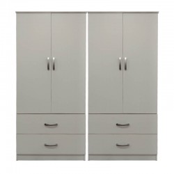 Ντουλάπα τετράφυλλη με συρτάρια Lego pakoworld λευκή 160x42x180εκ