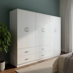 Ντουλάπα εξάφυλλη Lego pakoworld λευκή 200,5x42x180εκ