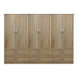 Ντουλάπα εξάφυλλη με συρτάρια Lego pakoworld sonoma 240x42x180εκ