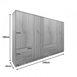 Ντουλάπα οχτάφυλλη Lego pakoworld sonoma 241x42x181εκ