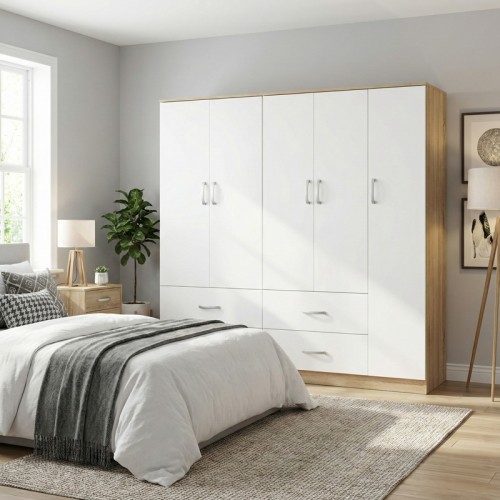 Ντουλάπα πεντάφυλλη Lego pakoworld sonoma-λευκό 170x42x180εκ