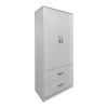 Six-door wardrobe with drawers and loft Lego pakoworld white 240x42x240cm