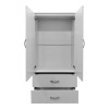 Six-door wardrobe with drawers and loft Lego pakoworld white 240x42x240cm