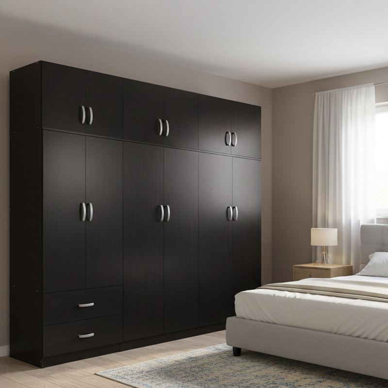Six-door wardrobe with loft Lego I pakoworld wenge 240x42x240cm