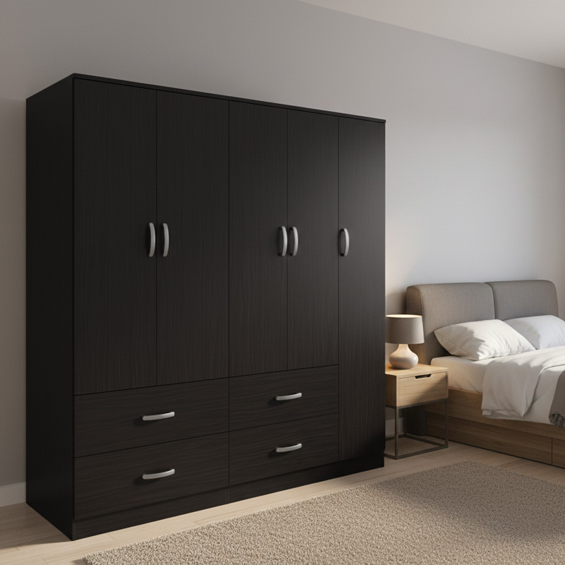 Five-door wardrobe with loft Lego pakoworld wenge 170x42x240cm