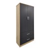 Four-leaf wardrobe with drawers and loft Lego pakoworld sonoma-anthracite 160x42x240cm