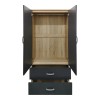 Four-leaf wardrobe with drawers and loft Lego pakoworld sonoma-anthracite 160x42x240cm