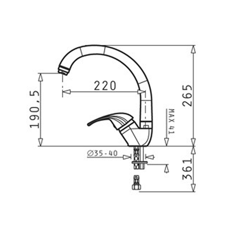 3580  chrome kitchen faucet folk