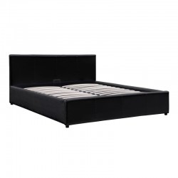 Κρεβάτι Dellia pakoworld με αποθηκευτικό χώρο pu μαύρο 150x200εκ