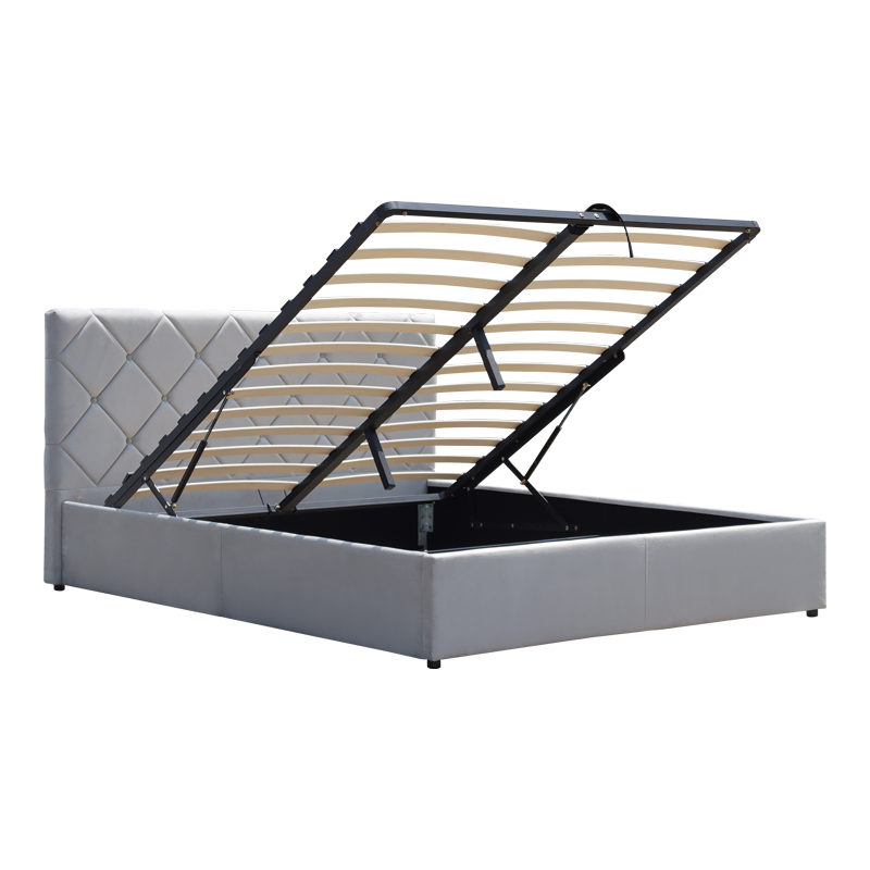 Dreamie pakoworld bed with storage space, velvet, grey 160x200cm
