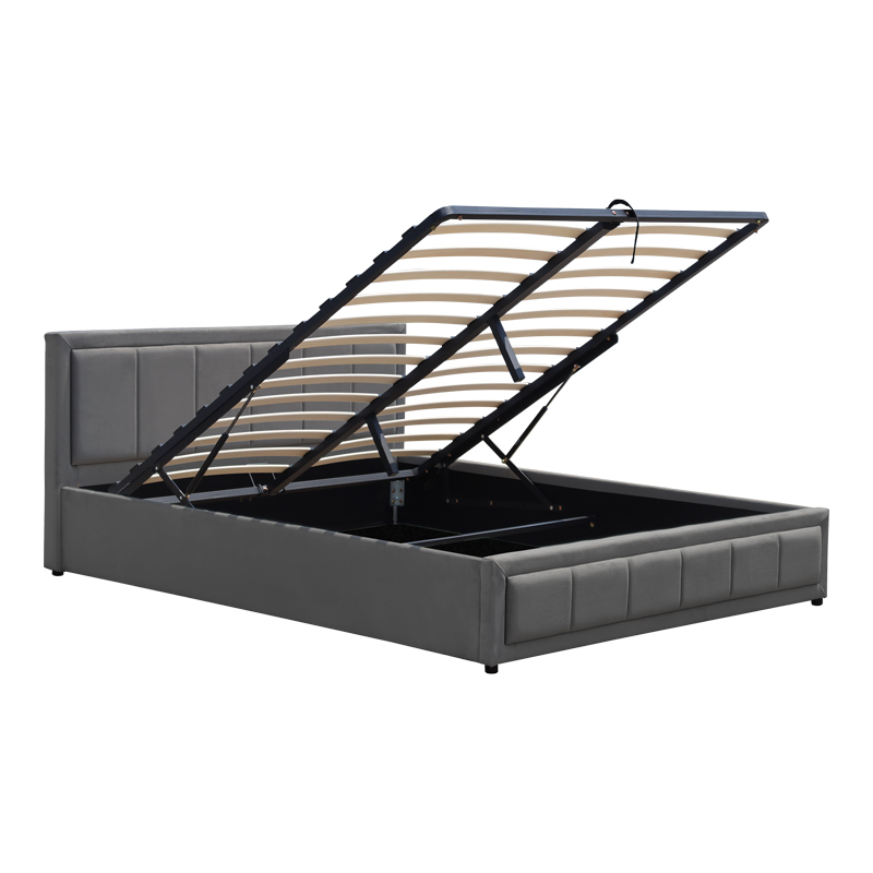 Huga pakoworld bed with storage space, velvet, anthracite 160x200cm