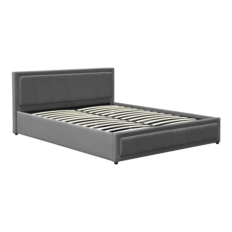 Huga pakoworld bed with storage space, velvet, anthracite 160x200cm