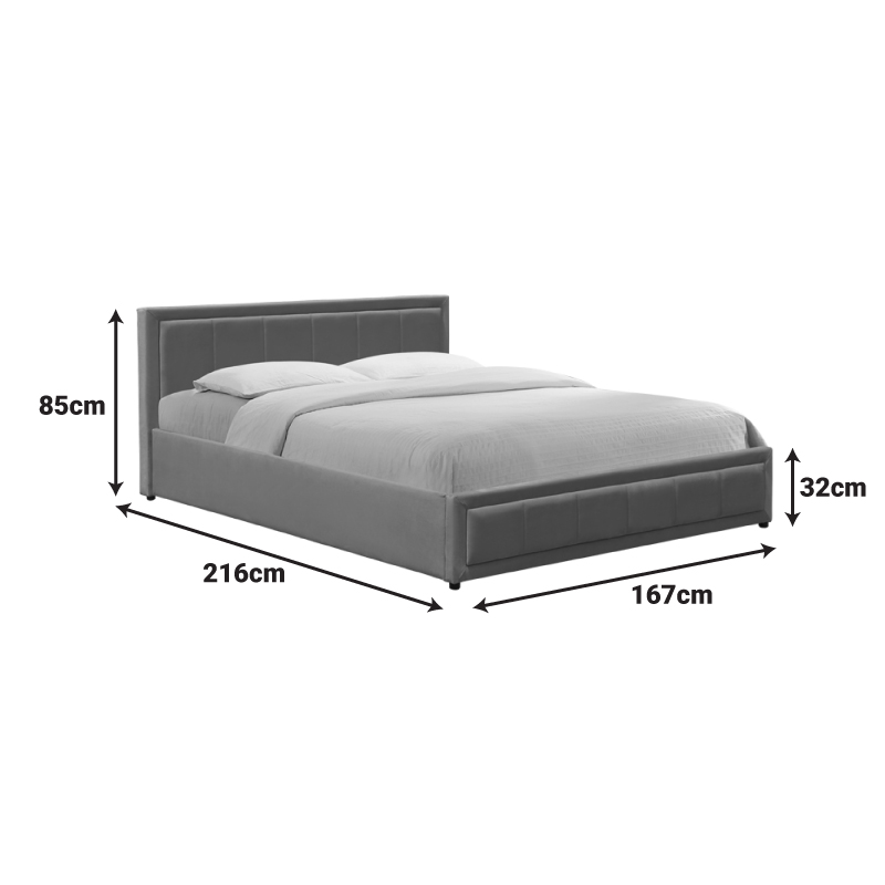 Huga pakoworld bed with storage space, velvet, anthracite 160x200cm