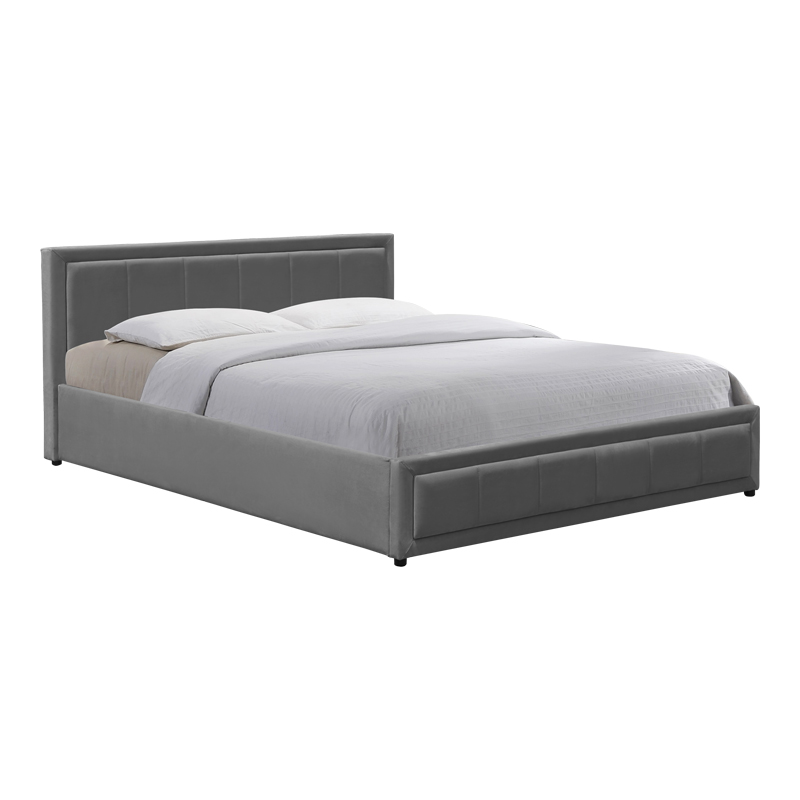 Huga pakoworld bed with storage space, velvet, anthracite 160x200cm