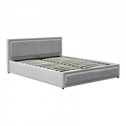 Huga pakoworld bed with storage space, velvet, grey 160x200cm