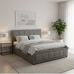 Κρεβάτι Huga pakoworld με αποθηκευτικό χώρο ύφασμα γκρι 160x200εκ