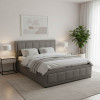 Huga pakoworld bed with storage space, fabric grey 160x200cm