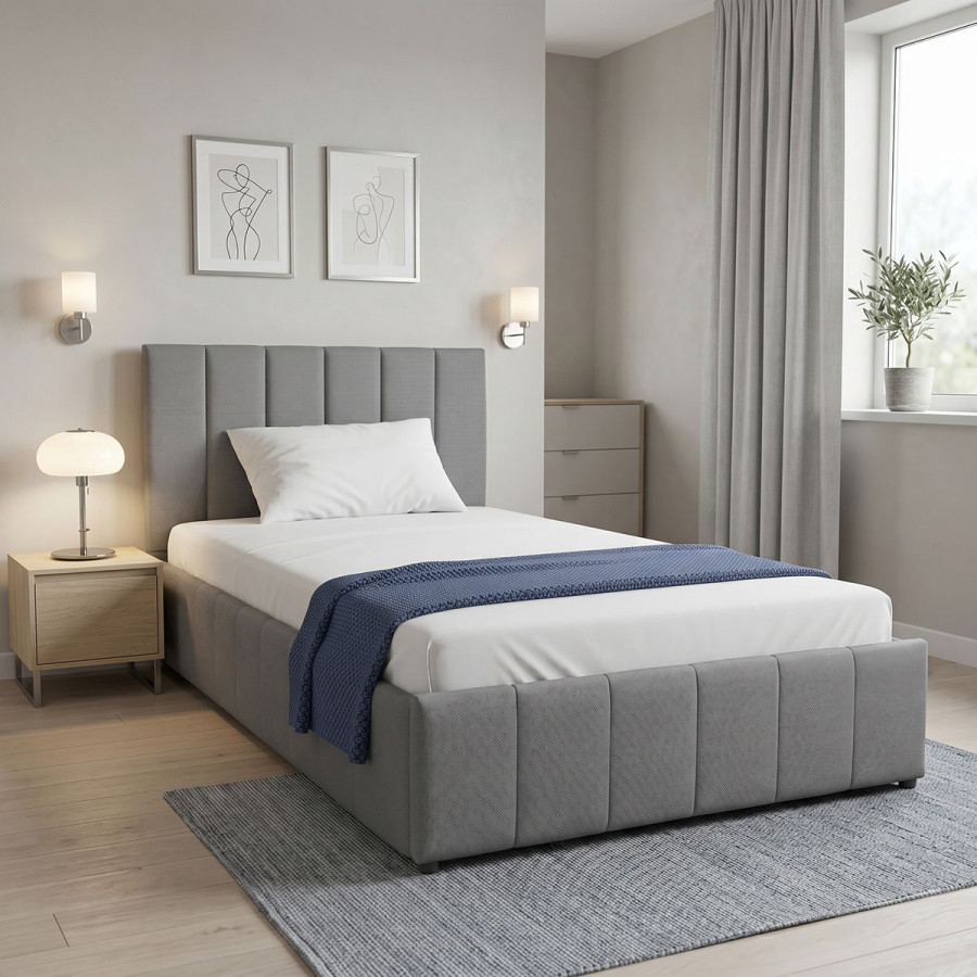 Snuggle  pakoworld bed with storage space, velvet, anthracite 120x200cm