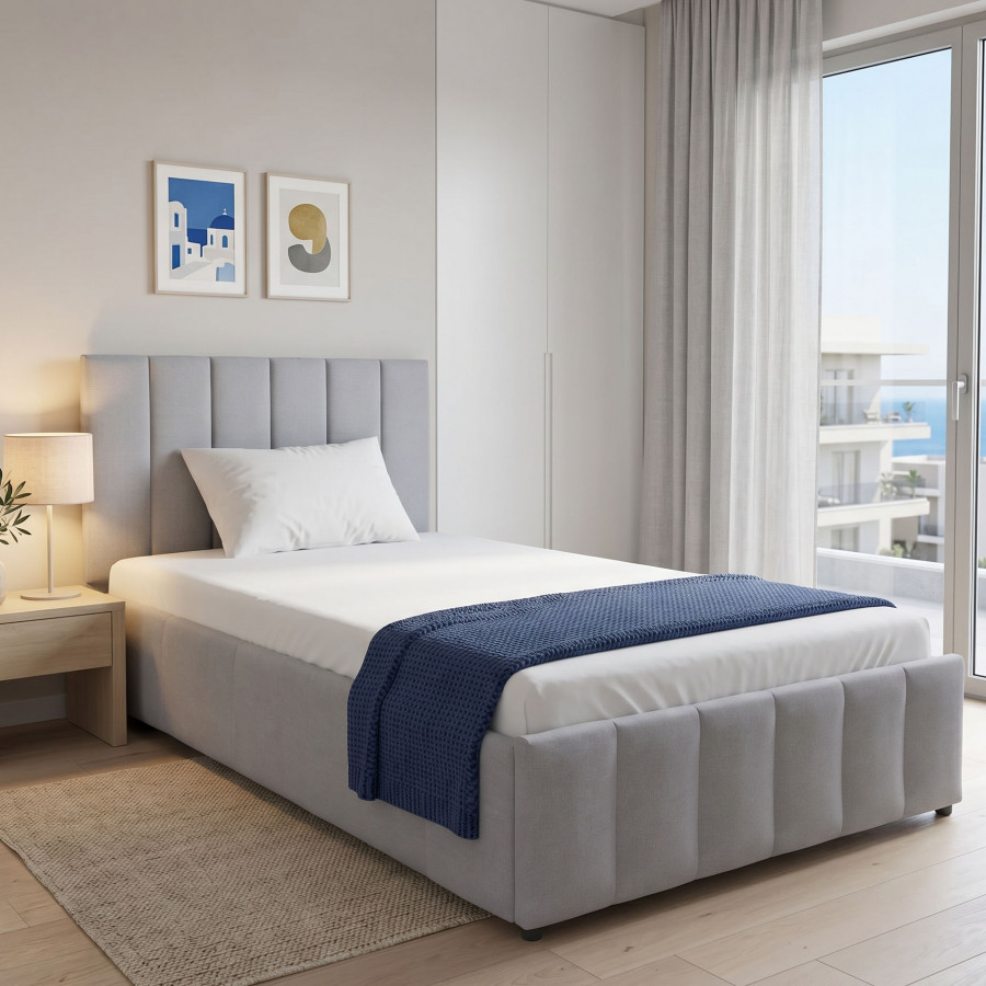 Snuggle  pakoworld bed with storage space, velvet, grey 120x200cm
