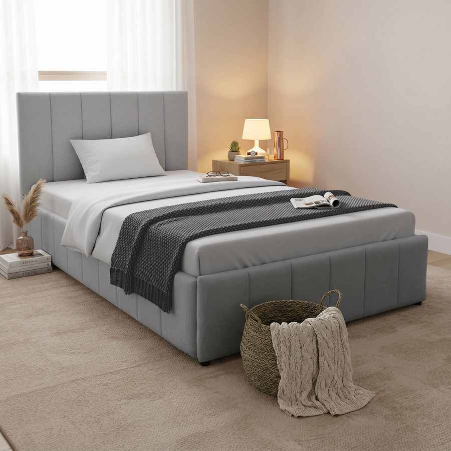 Snuggle  pakoworld bed with storage space, fabric grey120x200cm