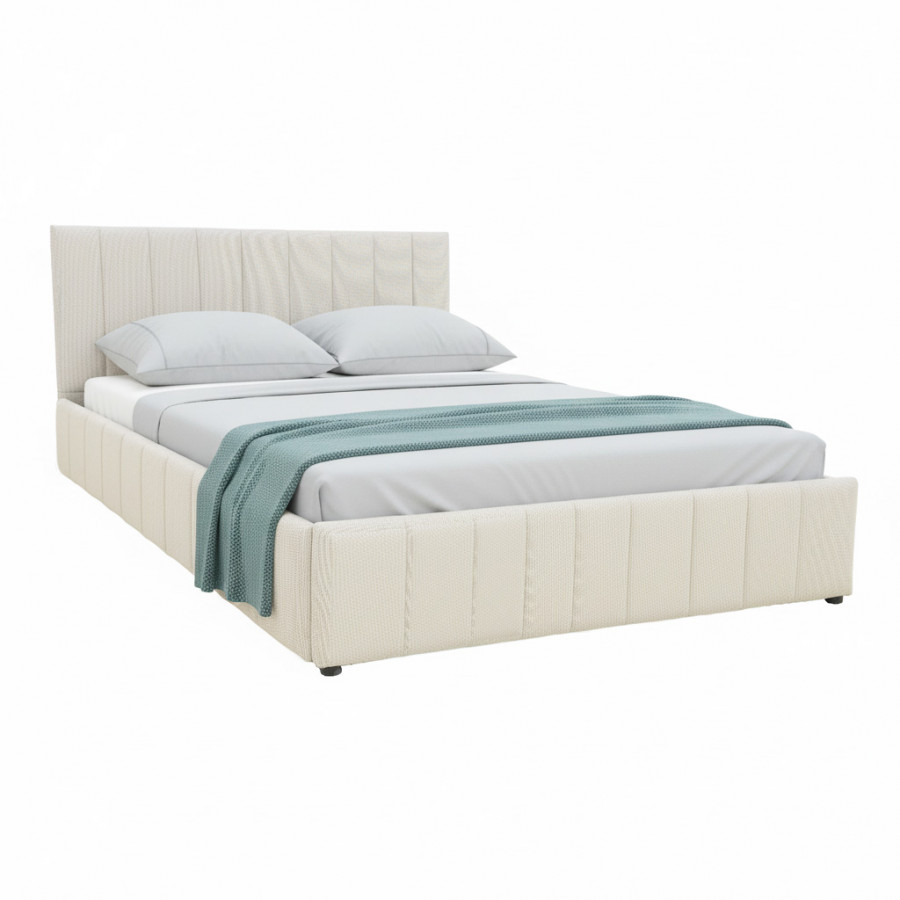 Snuggle  pakoworld bed with storage space, fabric beige160x200cm
