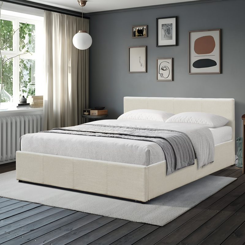Dellia pakoworld bed with storage space cream fabric 150x200cm