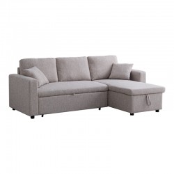 Kamore pakoworld corner reversible sofa bed with storage space beige fabric 223x146x85cm