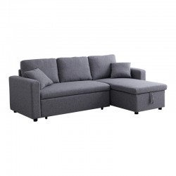Kamore pakoworld corner reversible sofa bed with storage space grey fabric 223x146x85cm