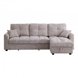Comfie pakoworld corner reversible sofa bed with storage space beige fabric 260x156x98cm