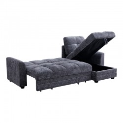 Comfie pakoworld corner reversible sofa bed with storage space dark grey fabric 260x156x98cm