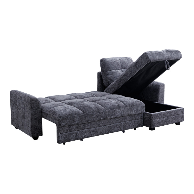 Comfie pakoworld corner reversible sofa bed with storage space dark grey fabric 260x156x98cm