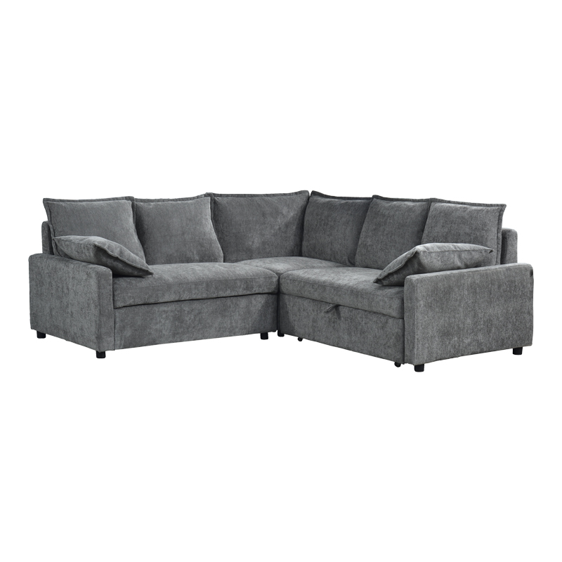 Corner sofa bed Lounivo pakoworld anthracite fabric 215x215x84cm