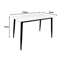 Pembe pakoworld table white marble sintered stone-black metal leg 120x70x75cm
