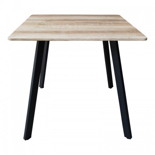 Τραπέζι Squaro pakoworld sonoma mdf με μαύρα μεταλλικά πόδια 80x80x75εκ