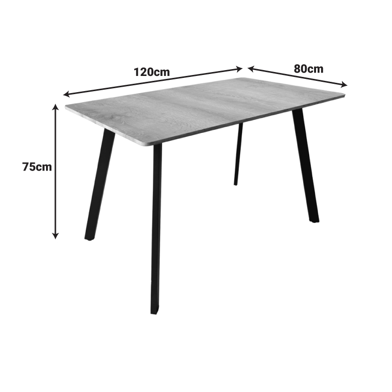 Squaro table pakoworld sonoma mdf with black metal legs 120x70x75cm