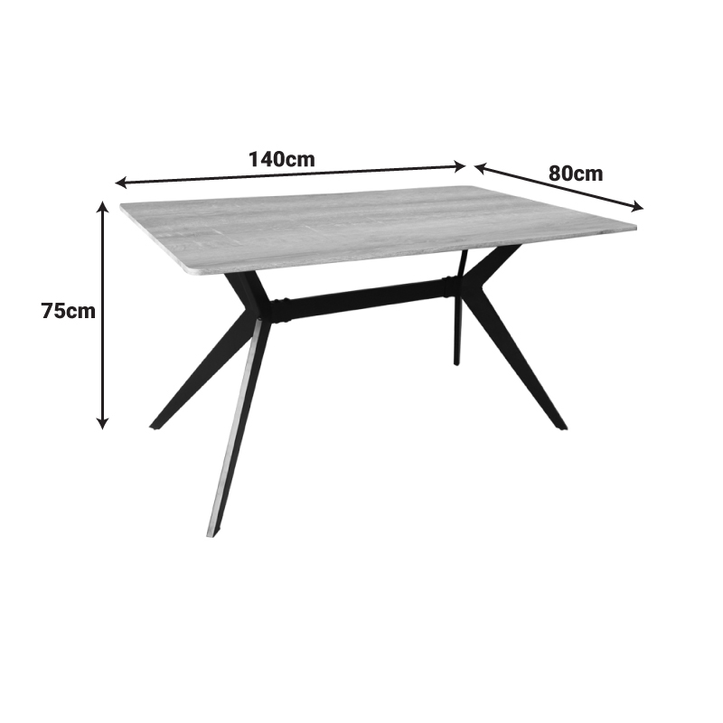 Ezali pakoworld sonoma mdf table with black metal legs 140x80x75cm