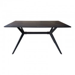 Τραπέζι Ezali pakoworld mdf μαύρη όψη μαρμάρου με μαύρα μεταλλικά πόδια 140x80x75εκ