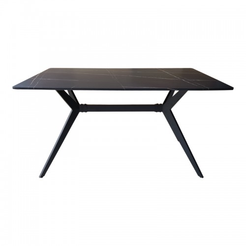 Τραπέζι Ezali pakoworld mdf μαύρη όψη μαρμάρου με μαύρα μεταλλικά πόδια 140x80x75εκ