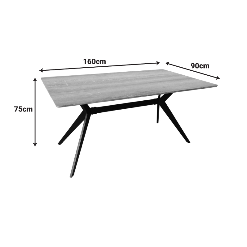 Ezali pakoworld walnut mdf table with black metal legs 160x90x75cm