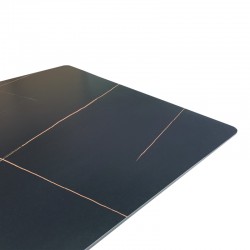 Τραπέζι Mapele pakoworld μαύρη όψη μαρμάρου με μαύρα μεταλλικά πόδια 180x90x75εκ