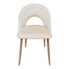 Lovingo pakoworld chair, beige velvet, with metal legs in natural shade, 50x47x85.5cm