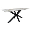 Table Bethan pakoworld sintered stone-metal white marble look-black 160x80x75cm