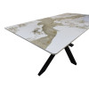Table Bethan pakoworld sintered stone-metal white marble look-black 160x80x75cm