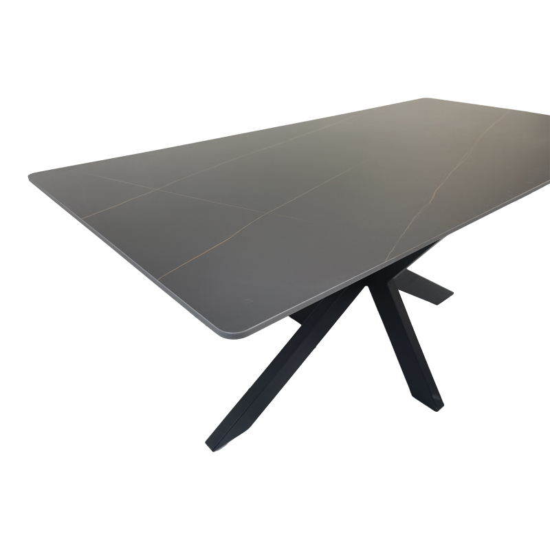 Table Bethan pakoworld sintered stone-metal black marble look-black 160x80x75cm